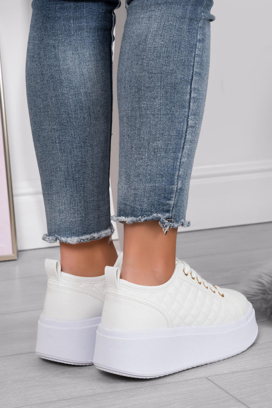 DALILA - Sneakers platform Alexoo in finta pelle martellata panna