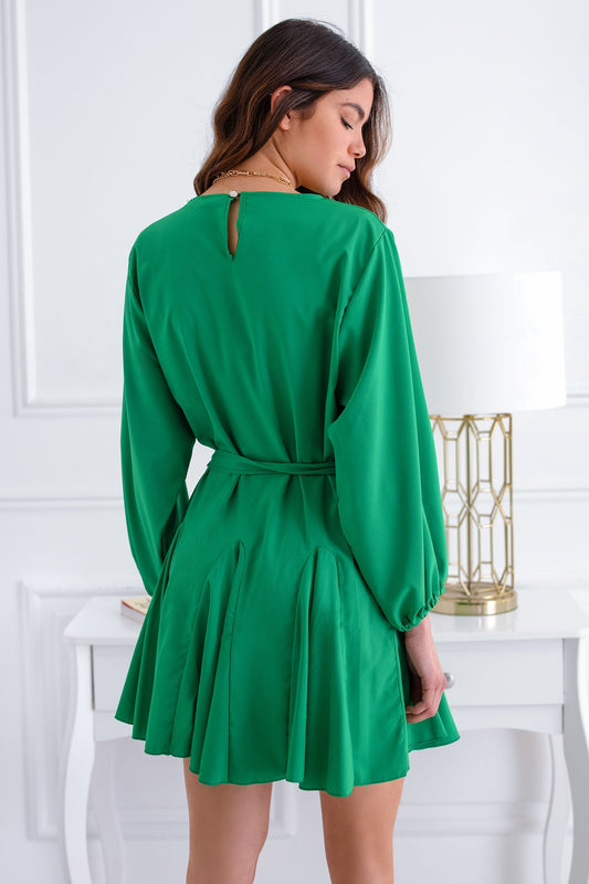Green flared dress