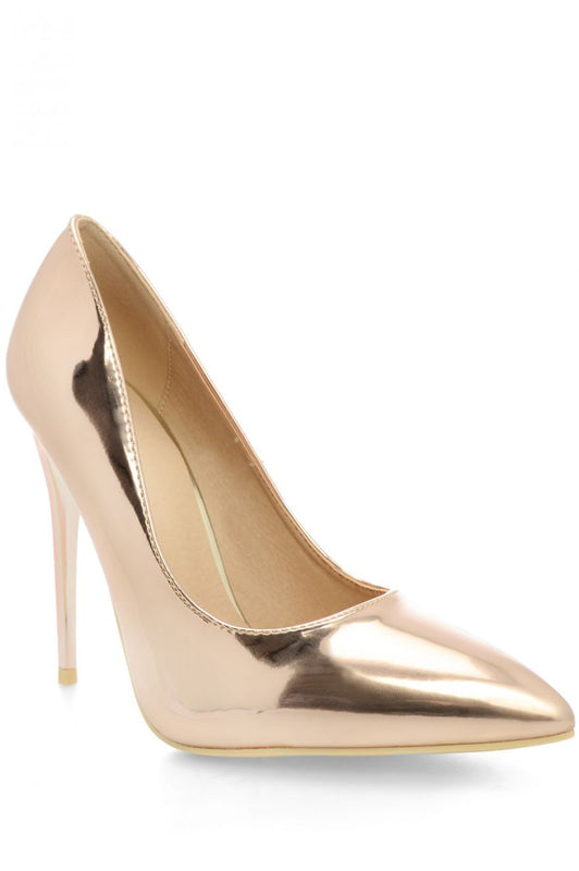 Metallic stiletto pumps in Rose Gold