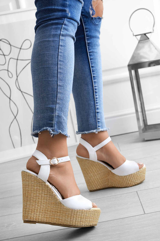 DAKOTA - White Alexoo wedge sandals