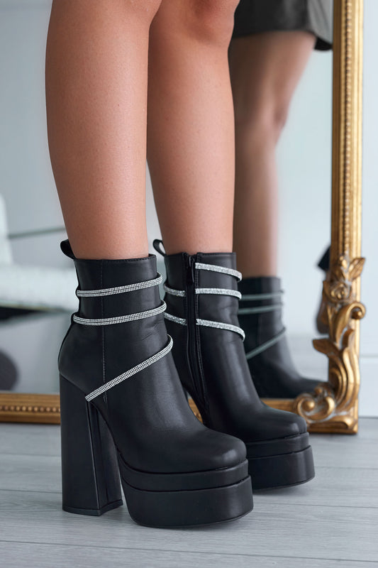 AVRIL - Bottines noires Alexoo avec strass