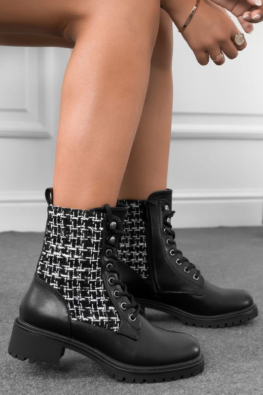 CHARLIE - Black ankle boots with embroidered details