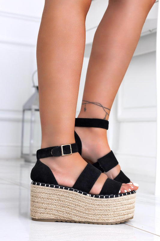 Sandalias alpargatas negras con plataforma