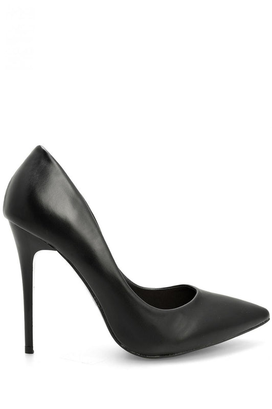Black eco-leather pumps with stiletto heel