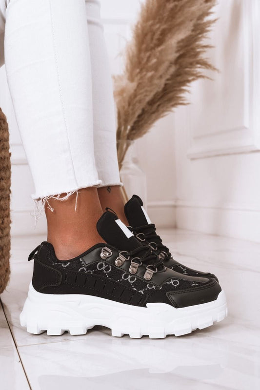 STATION - Sneakers nere in tessuto e stampa