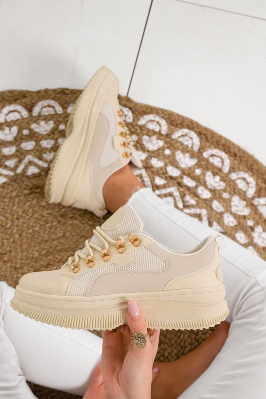 MILLY - Beige sneakers with gold hooks