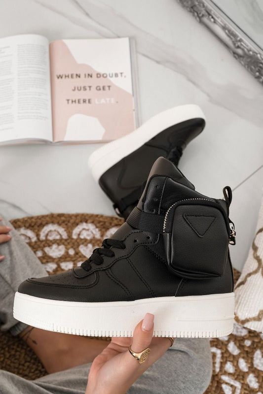 PETRA - Black ankle sneakers with pouch