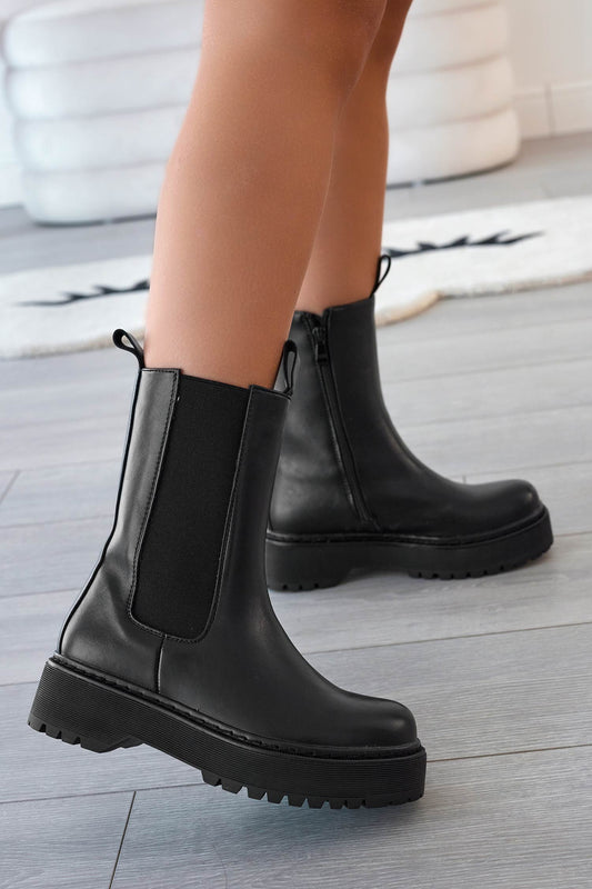 Bottines noires avec élastique latéral