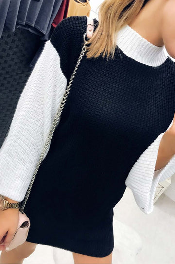 Robe en maille bicolore Noir