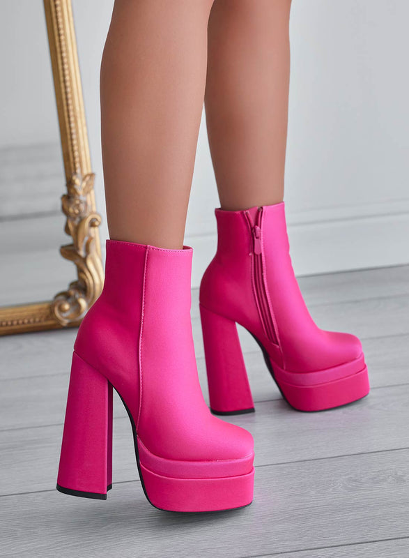 AVRIL - Alexoo fuchsia ankle boots with high heel