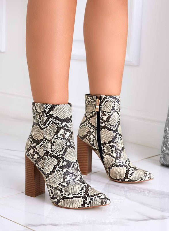 DORIS - Alexoo python ankle boots with high heels