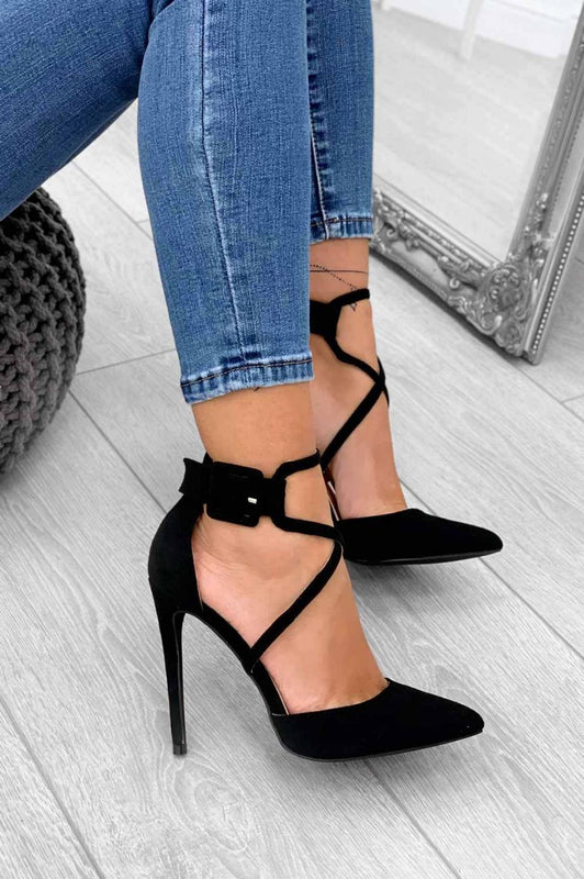Escarpins à talons aiguilles avec boucle Noirs