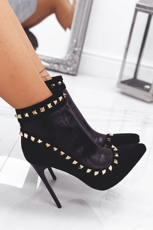 PATRIZIA - Black ankle boots with studs and high heels