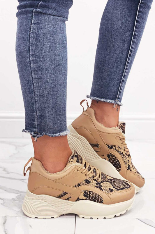 PAULA - Beige sneakers with python print
