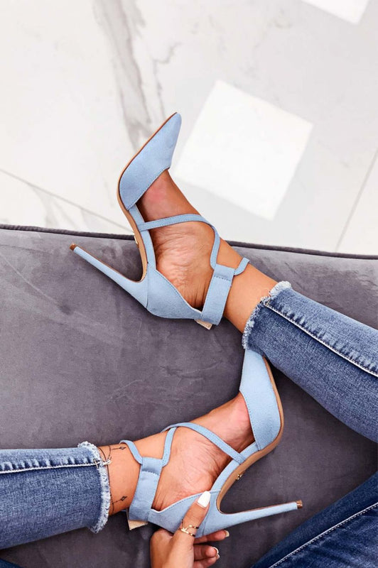 Zapatos de tacón alto azul celeste de ante