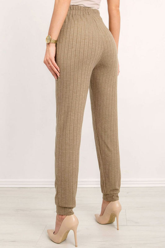 Green knit sweatpants with drawstring waist