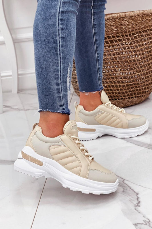 Beige sneakers in quilted faux leather