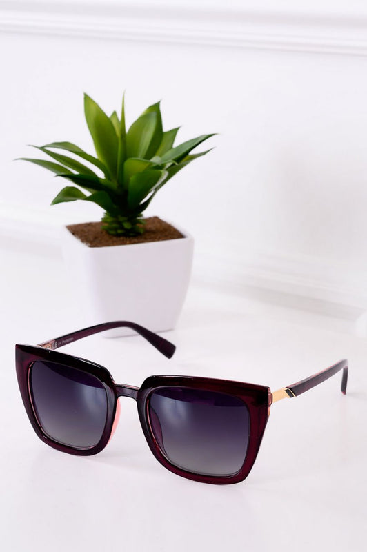 Gafas de sol con montura gruesa burdeos