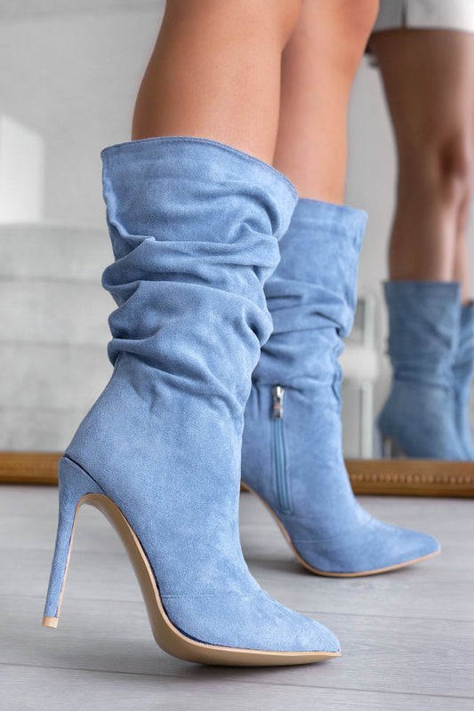 ROLITA - Alexoo Bottes bleu ciel en daim à talons hauts