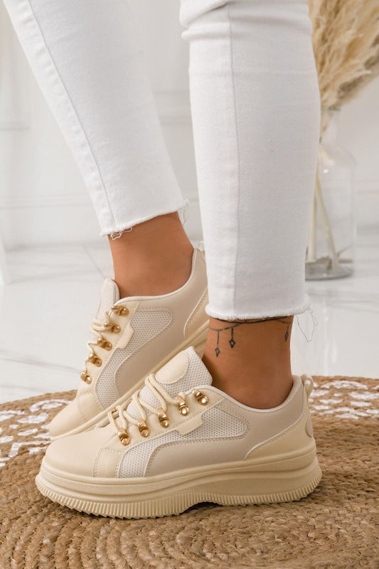 MILLY - Beige sneakers with gold hooks