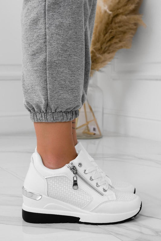Baskets blanches avec fermeture éclair latérale