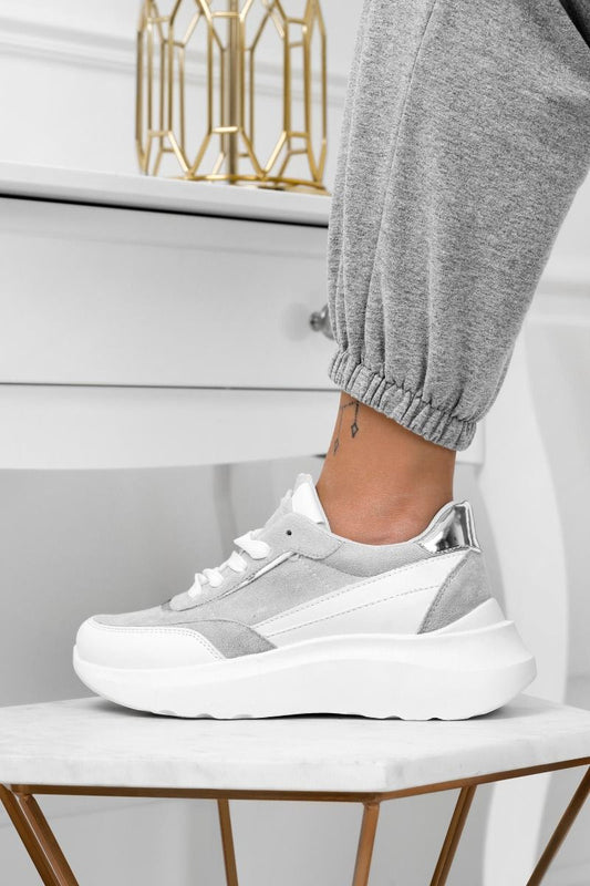 DONATA - White sneakers with grey details