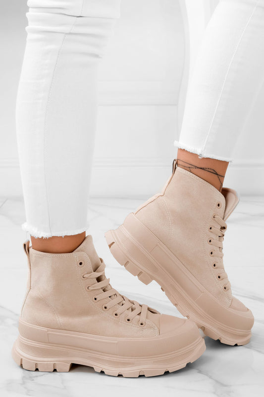 ILENIA - Beige suede sneakers