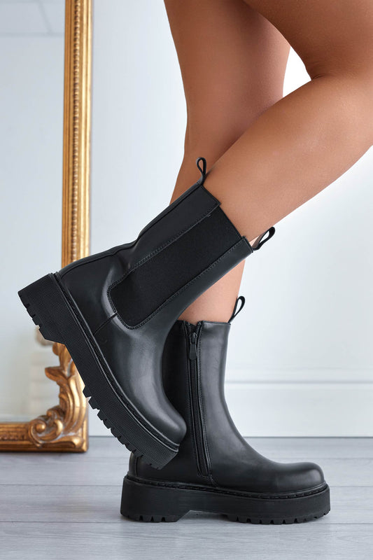 Bottines noires avec élastique latéral
