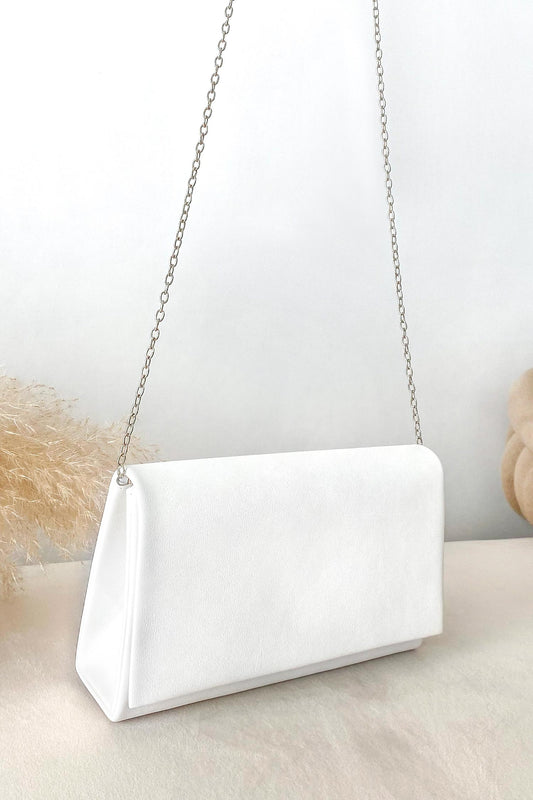 B211 white clutch bag in eco -leather
