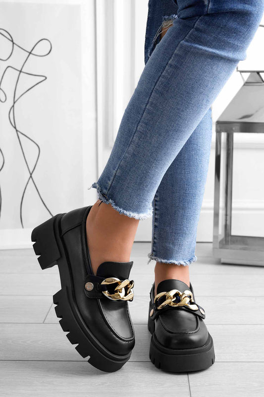 Mocasines plataforma negros Alexoo con accesorios intercambiables