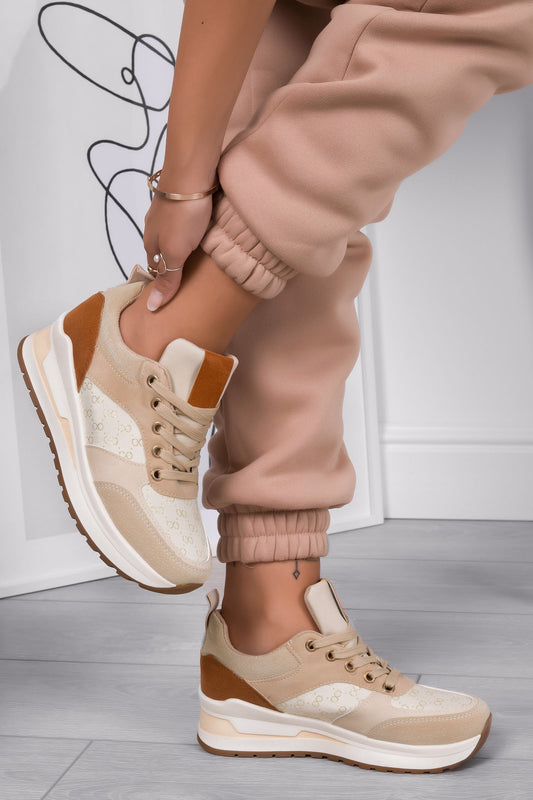MARGARET - Beige sneakers with chunky sole