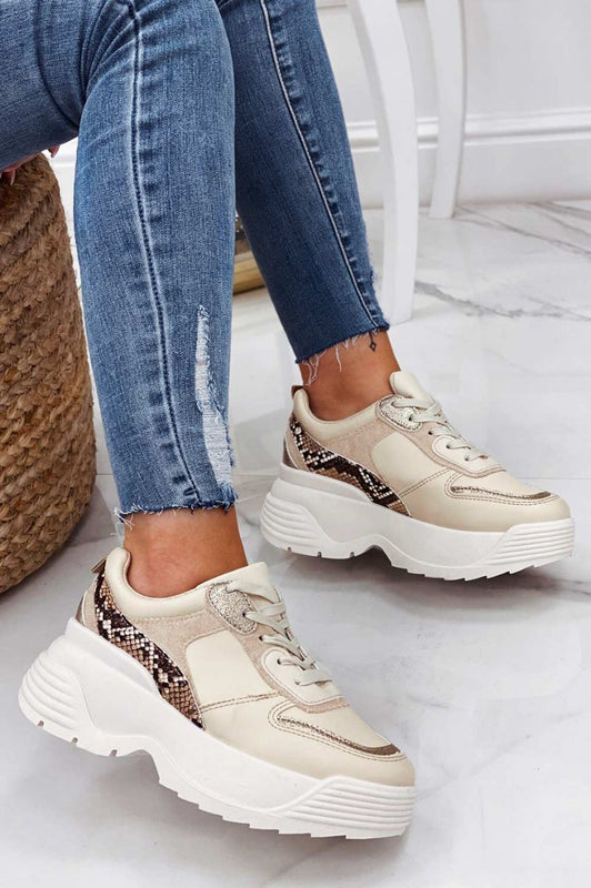 SHAY - Beige sneakers with python print