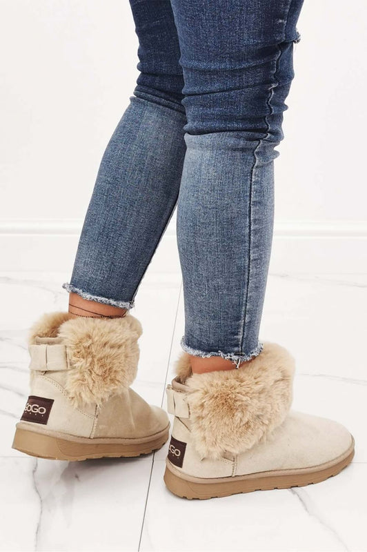 RAQUEL - Beige snow boots with faux fur