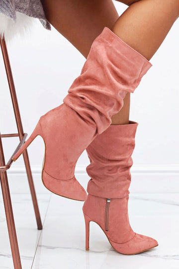 ROLITA - Alexoo Bottes en daim à talons hauts Rose