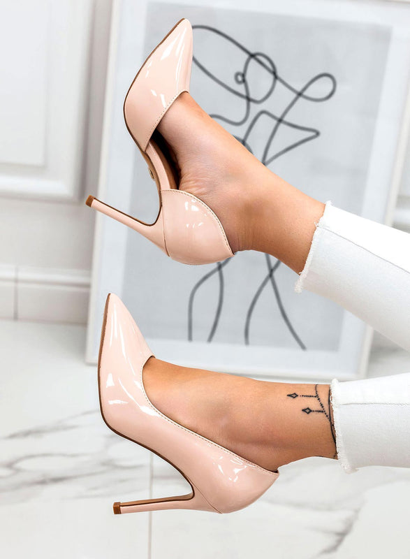 AURORA - Alexoo nude pumps with side opening and high heels