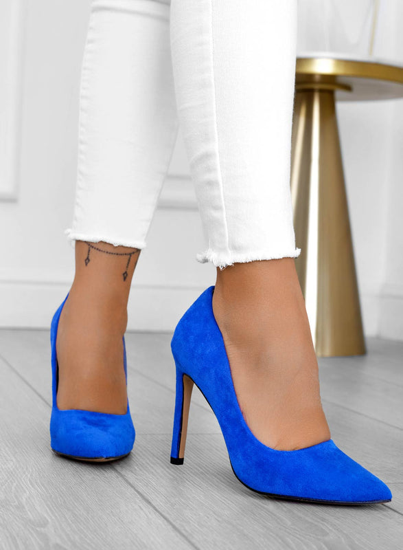 BERTA - Alexoo electric blue suede pumps with high heel