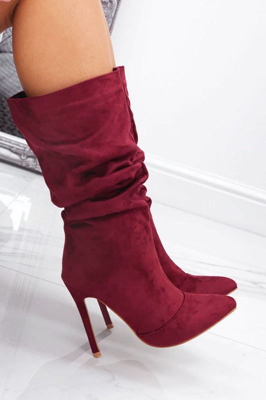 ROLITA - Alexoo Bottes bordeaux en daim à talons hauts