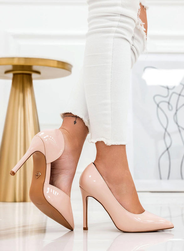 AURORA - Alexoo nude pumps with side opening and high heels