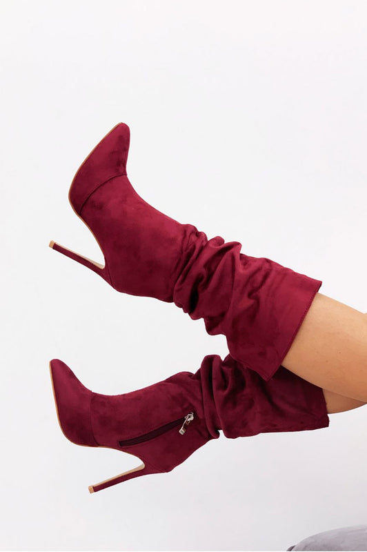 ROLITA - Alexoo Bottes bordeaux en daim à talons hauts