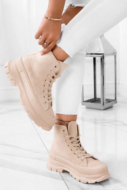 ILENIA - Beige suede sneakers