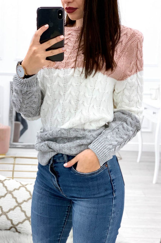 Maglioncino intrecciato con pannelli a contrasto Multicolor