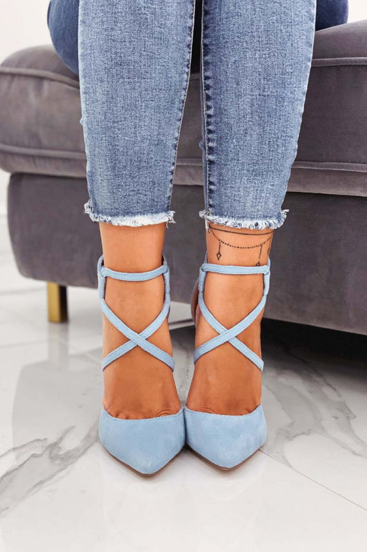 Zapatos de tacón alto azul celeste de ante