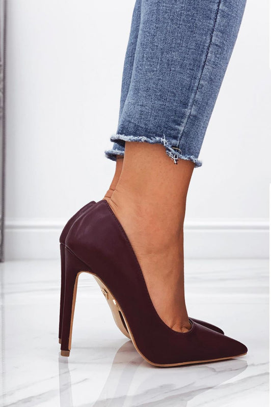 Bordeaux faux leather pumps with high heel
