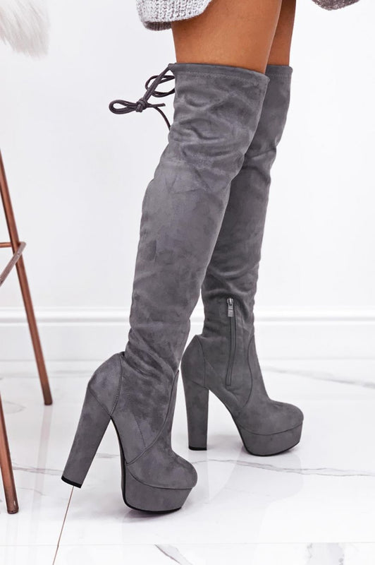 Botas grises de ante por encima de la rodilla Cloris