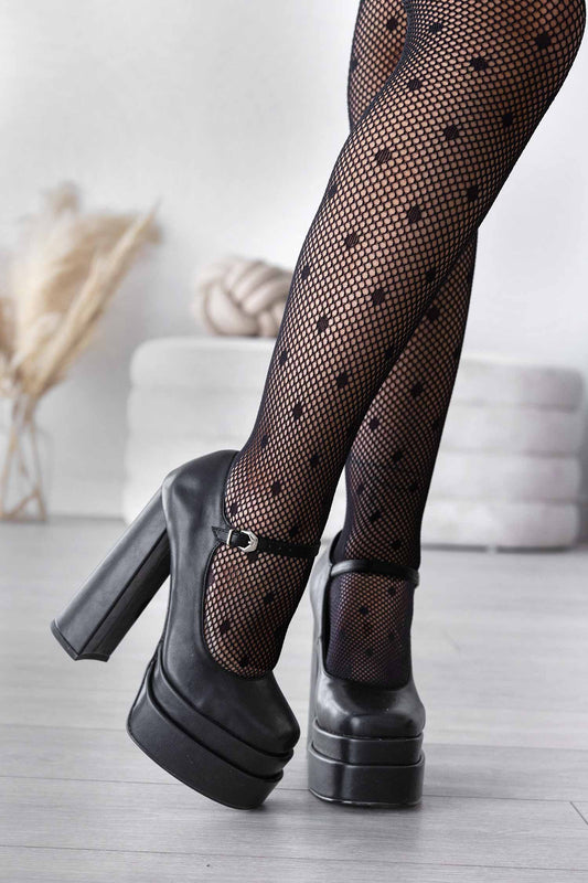 Escarpins Mary Jane noirs Alexoo à talon haut et plateau