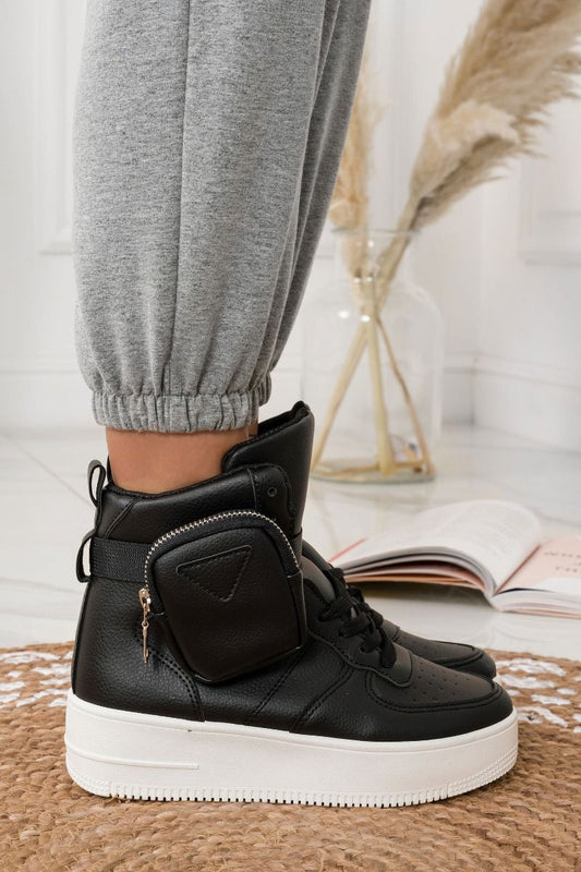PETRA - Black ankle sneakers with pouch