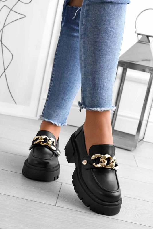 Mocasines plataforma negros Alexoo con accesorios intercambiables