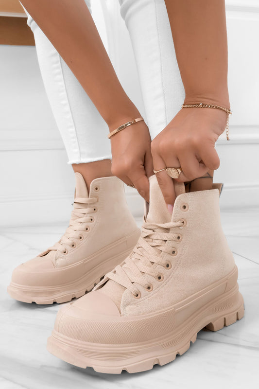 ILENIA - Beige suede sneakers