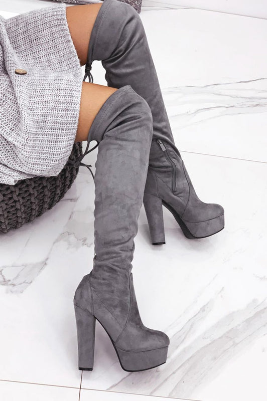 Botas grises de ante por encima de la rodilla Cloris