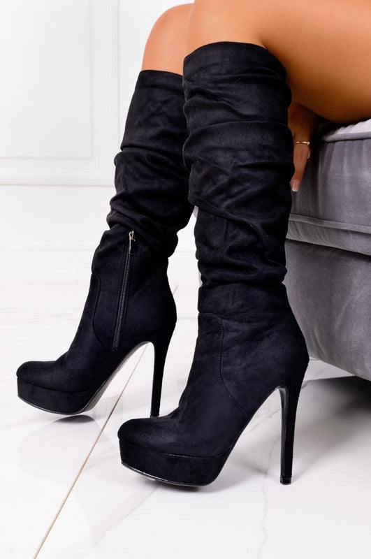 SORAYA - Black suede boots with high heels